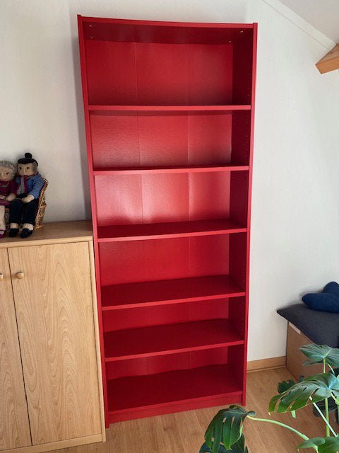 Rode kast te koop, Ophalen, Gebruikt, 200 cm of meer, Rode boekenkast van mdf.