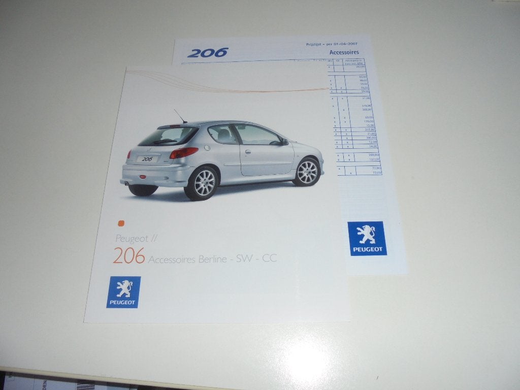 brochure Peugeot 206/206 SW/206 CC accessoires, Ophalen of Verzenden, Nieuw, Peugeot