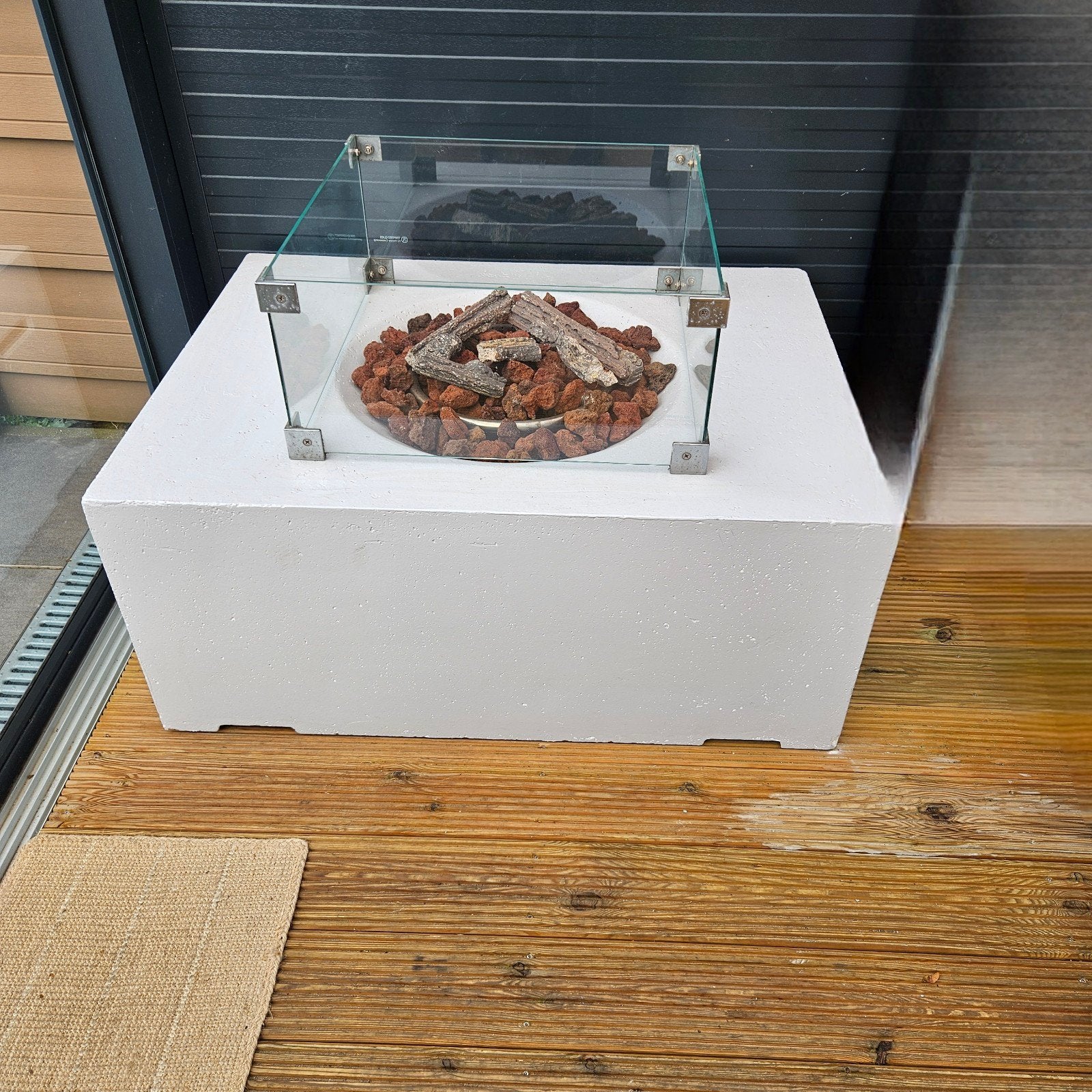 Vuurtafel met glasombouw, Ophalen, Gebruikt, Vuurkorf