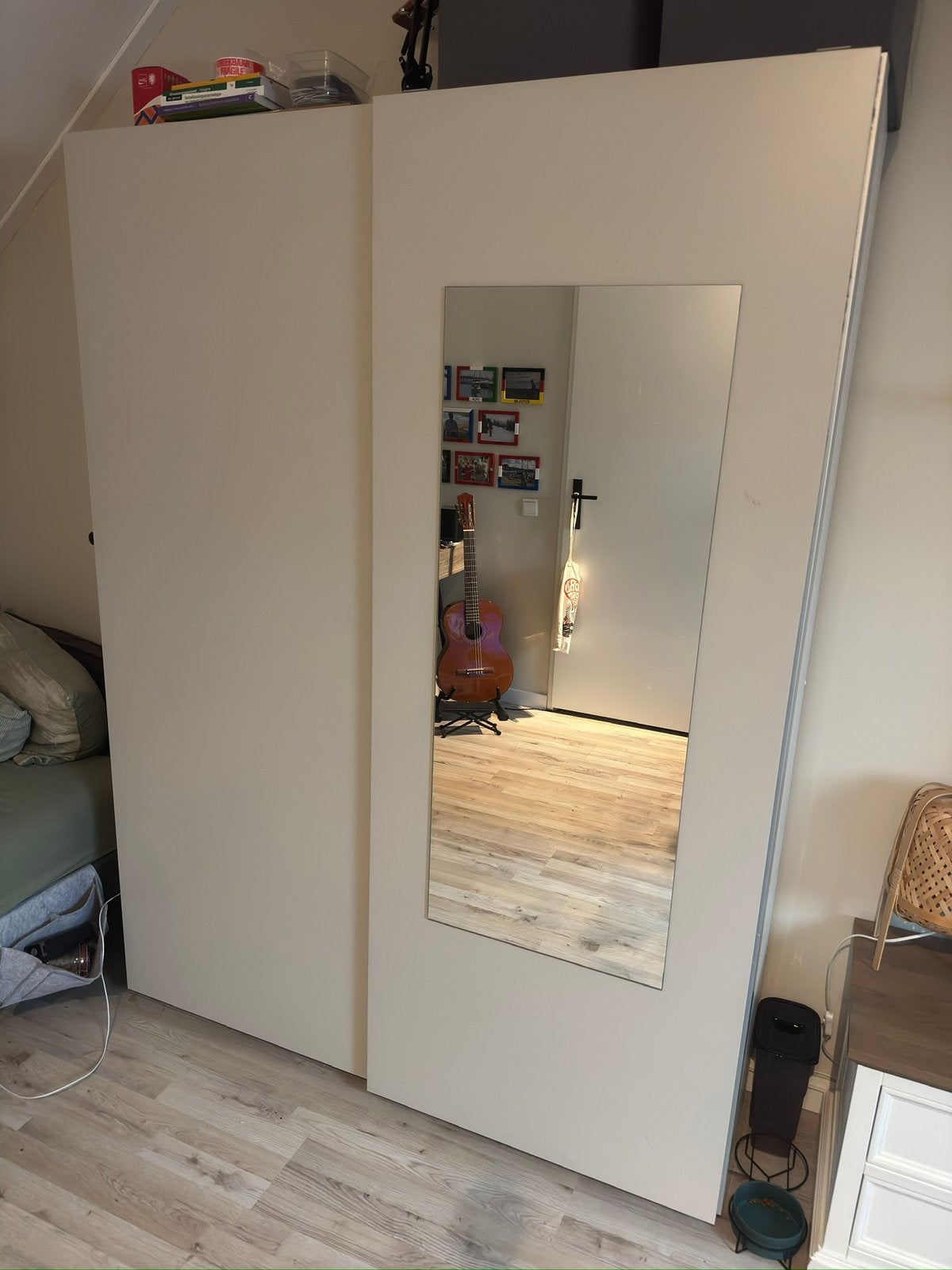IKEA kledingkast beige met spiegel - Gedemonteerd, Ophalen, Met lade(s), 200 cm of meer, 150 tot 200 cm