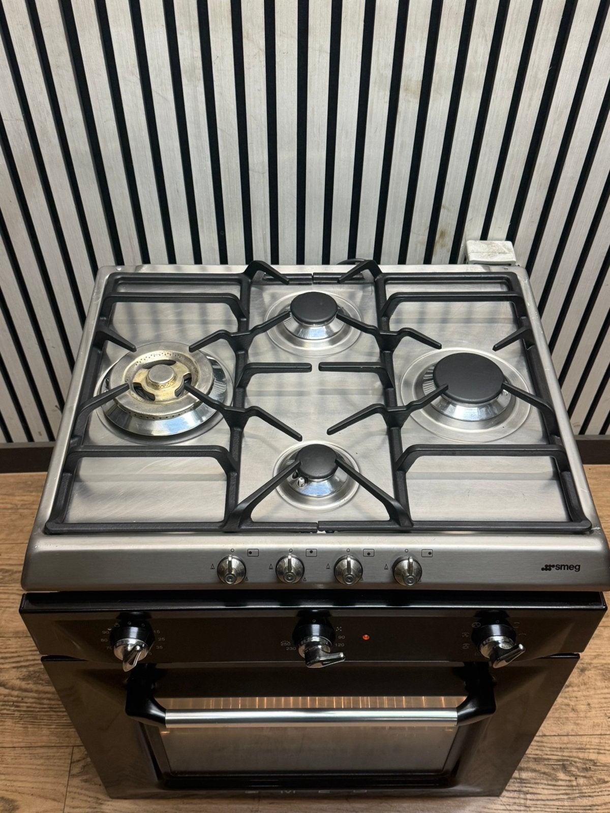Luxe Smeg inbouwoven zwart hoogglans Incl. Kookplaat 60 cm, Hete lucht, Fornello Esperta, Ophalen of Verzenden, Zo goed als nieuw