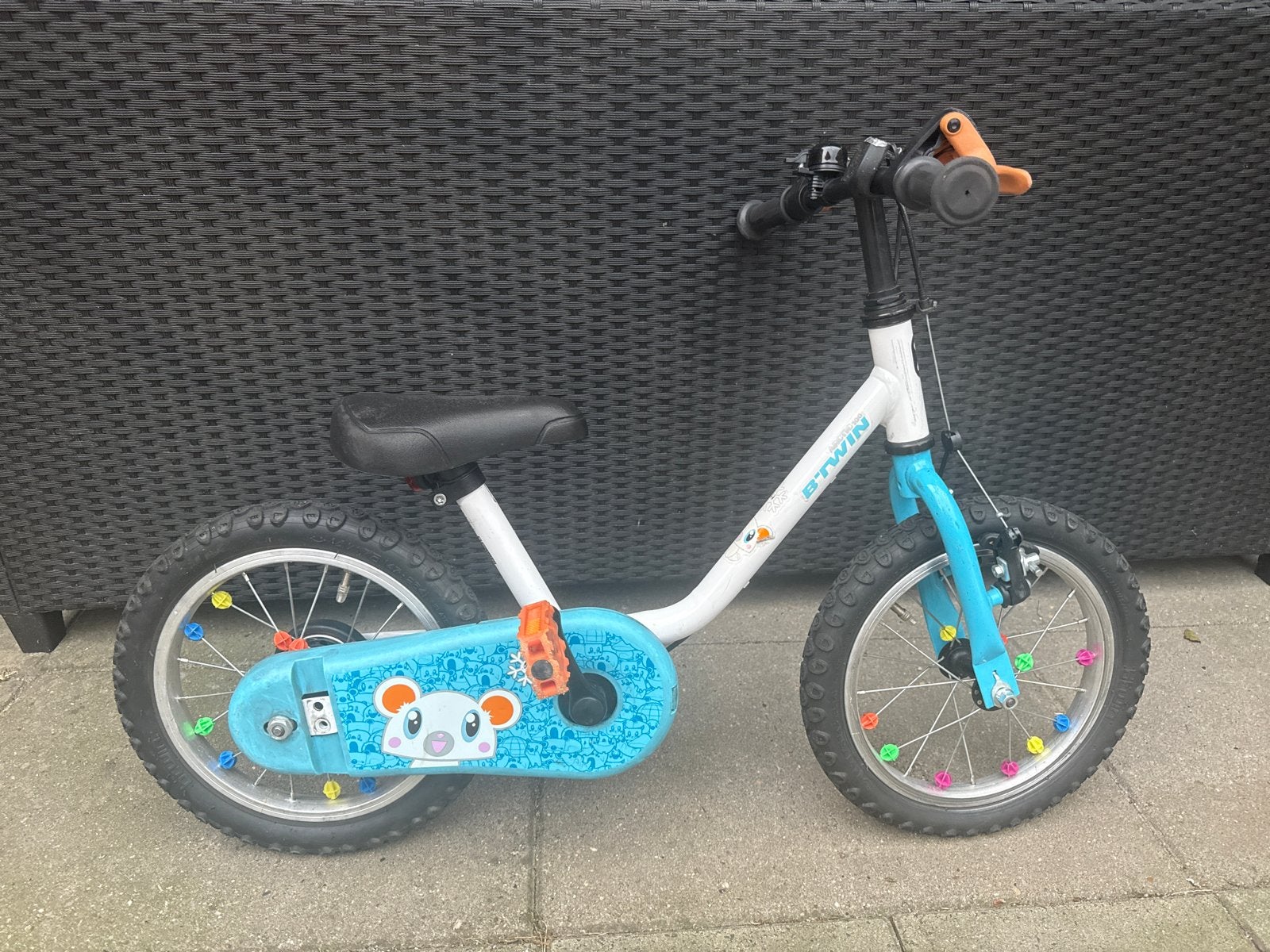 Btwin Arctic 100 kinderfiets met zijwielen, Ophalen, Zijwieltjes, Velgrem, Minder dan 16 inch