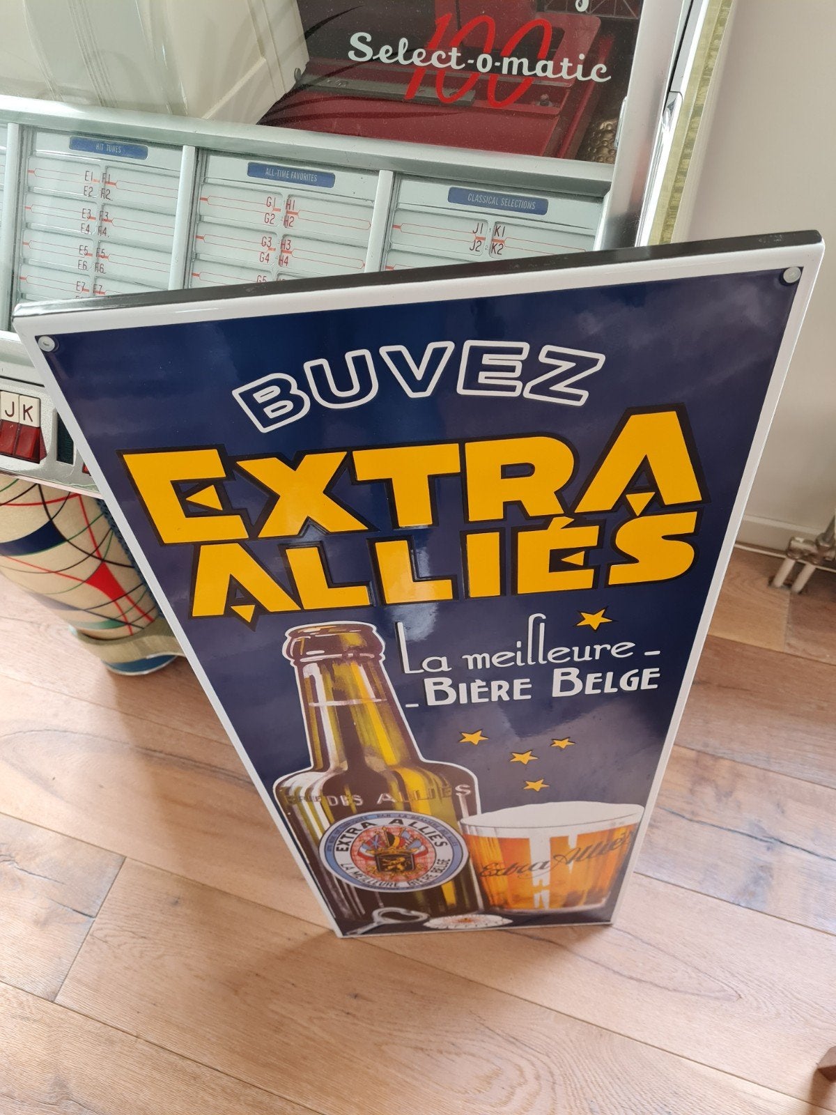 extra Allies Belgisch bier emaille bord, Verzamelen, Ophalen of Verzenden, Reclamebord