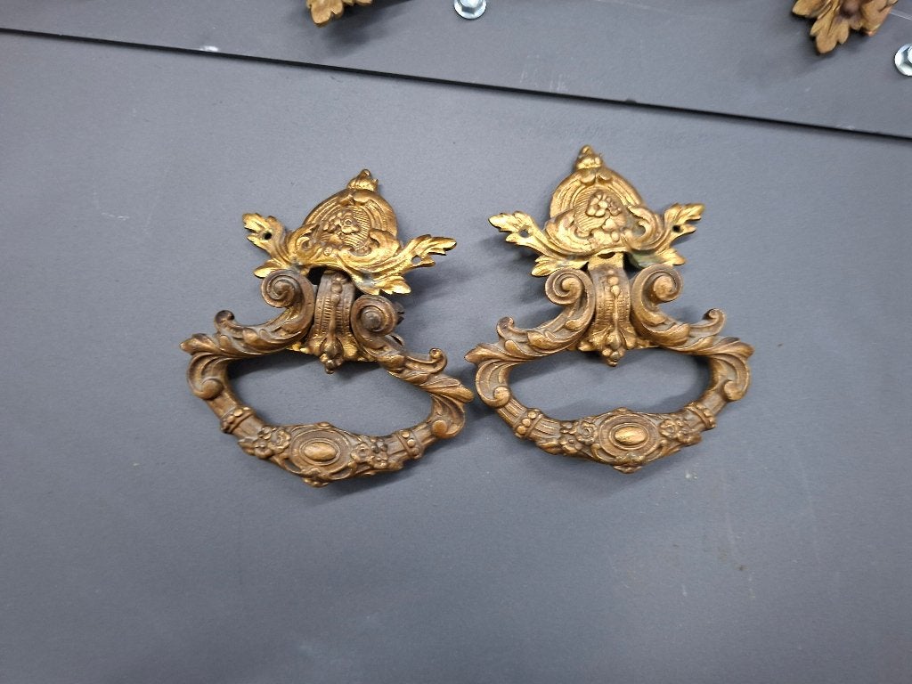 antieke set beweegbare handvaten geel koper uit 1902, Antiek en Kunst, Ophalen of Verzenden