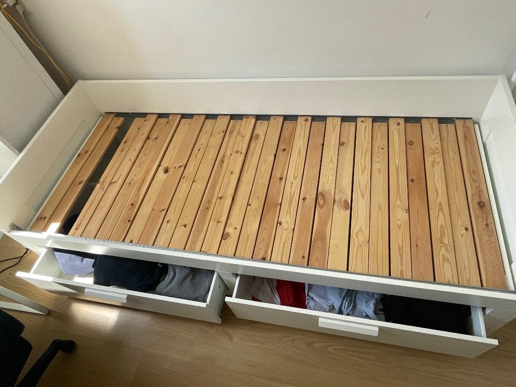 BRIMNES bed met 2 lades 80x200 cm 2 personen, Ophalen, Wit, Zo goed als nieuw, 200 cm