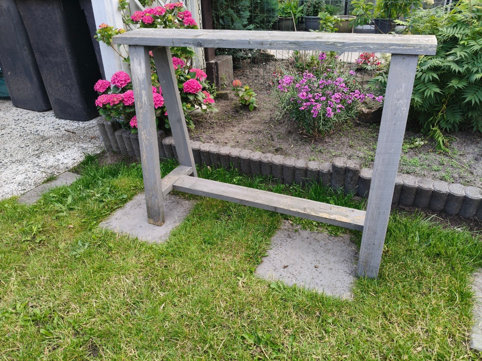 Houten schraag / decoratie tafel / side tabel, Ophalen, Rechthoekig, Hout
