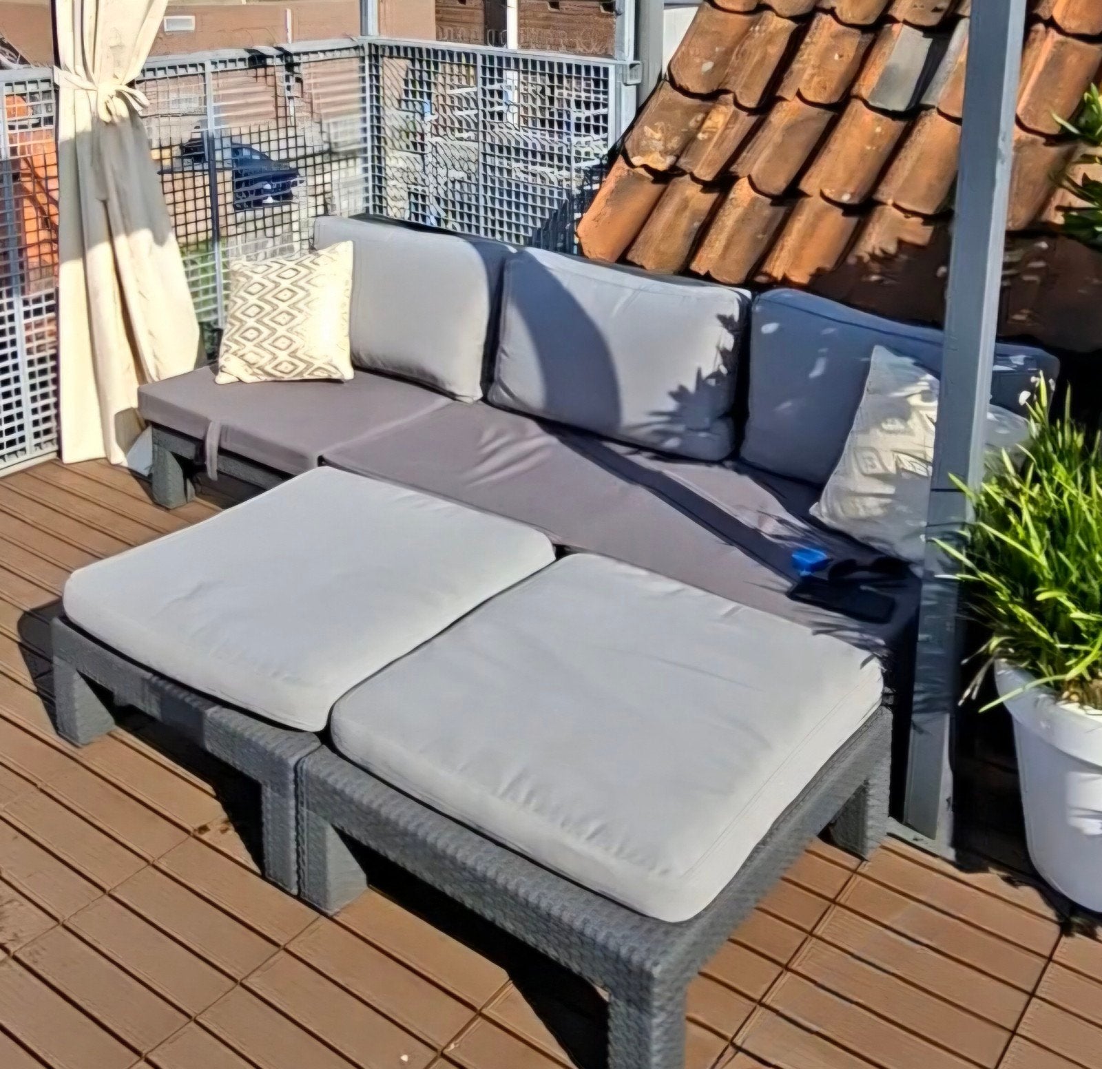 Comfortabele Wicker Loungeset met Kussens, Ophalen, 4 zitplaatsen, Gebruikt, Bank