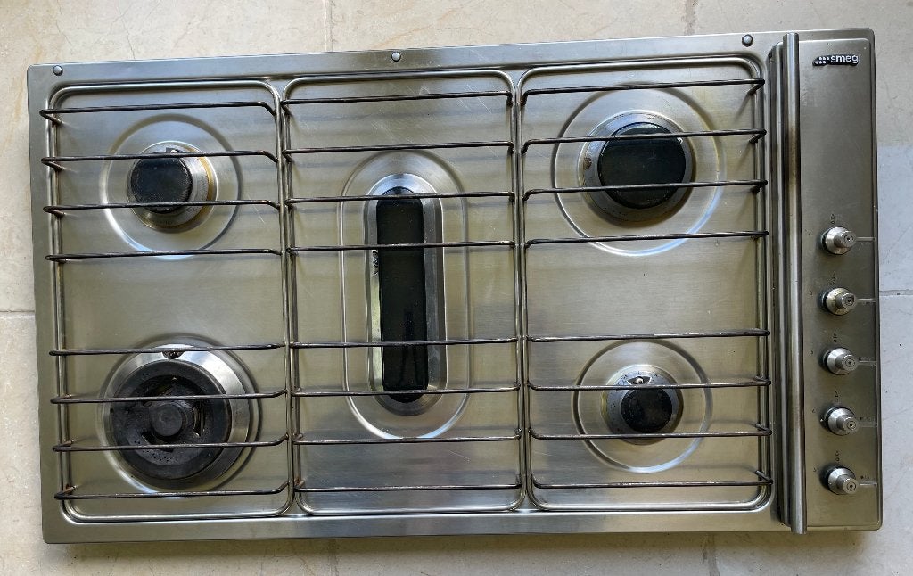 SMEG Type 14, SNL93AX, 5-pits inbouw gaskookplaat met wok, Ophalen, Gebruikt, Inbouw, Gas