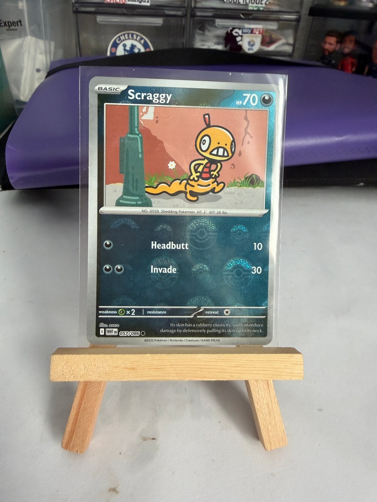 Pokemon Scraggy 057/086 WHT pokeball, Ophalen of Verzenden, Nieuw, Losse kaart