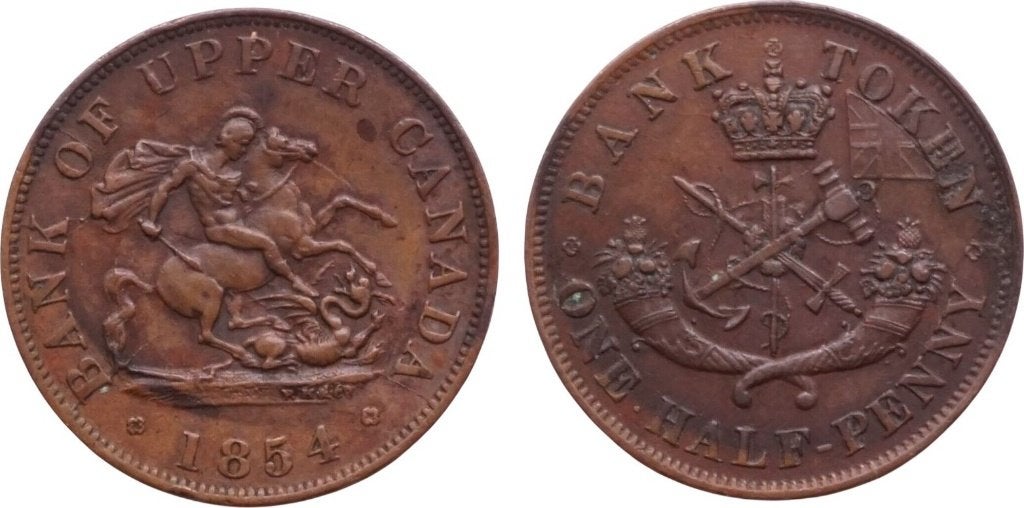 Half penny token 1854, Canada, Bank of Upper Canada, Ophalen of Verzenden, Noord-Amerika, Losse munt