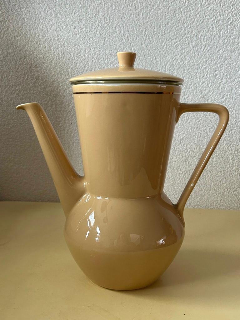Vintage Douwe Egberts koffiepot beige/oker, Antiek en Kunst, Antiek | Keukenbenodigdheden, Ophalen of Verzenden