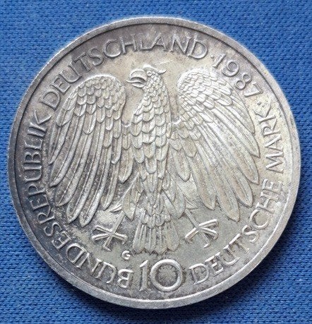 Duitsland 10 mark 1987G Km 167, Verzenden, Duitsland, Losse munt, Zilver