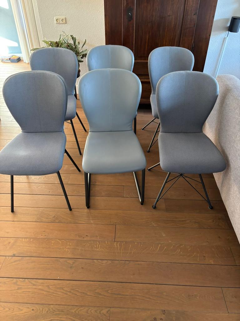Zes eettafelstoelen, Ophalen, Gebruikt, Blauw, Vijf, Zes of meer stoelen