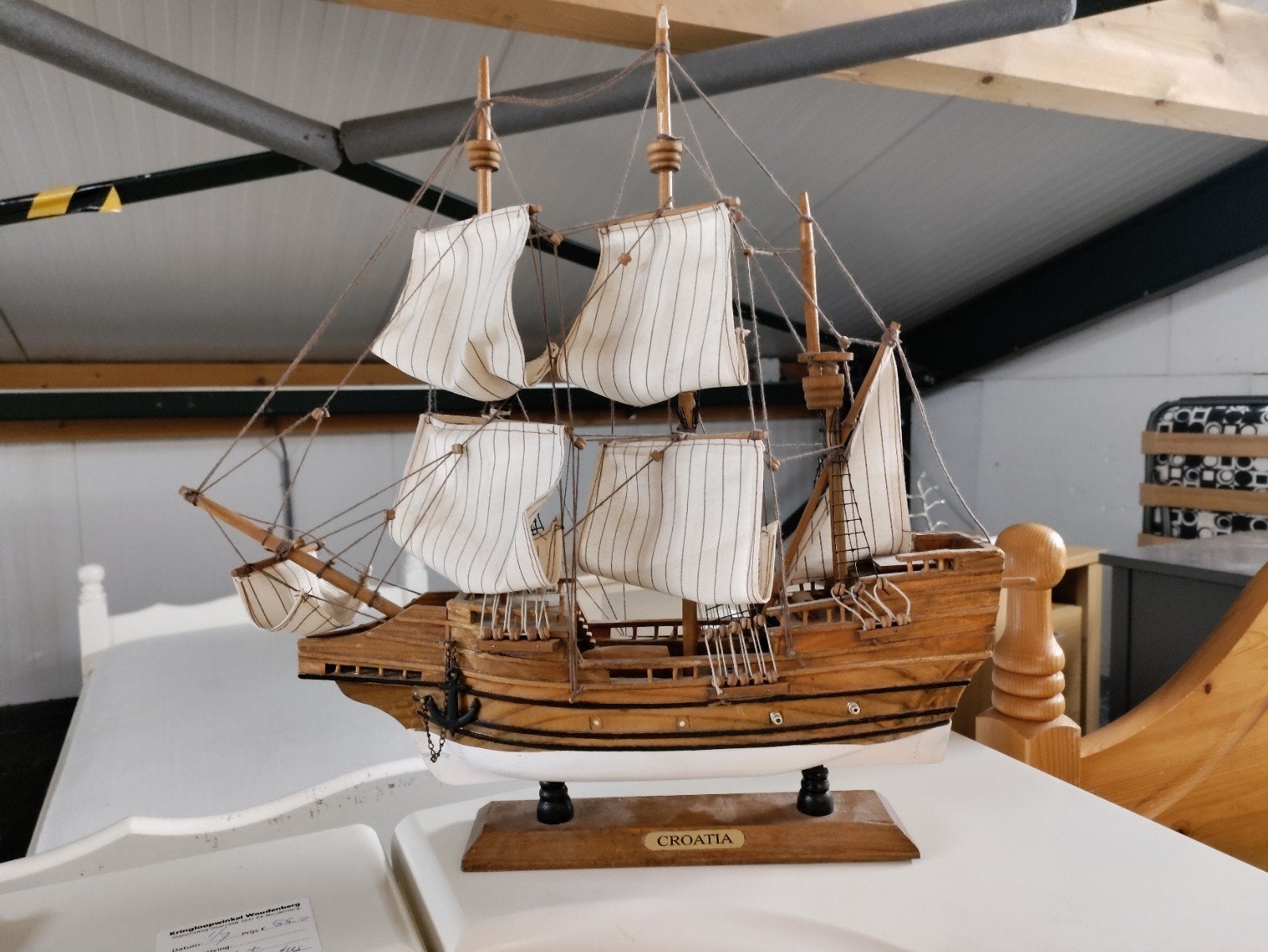 Houten modelbouw schip "Croatia" - Decoratief scheepsmodel, Ophalen, Gebruikt, Groter dan 1:32, Overige merken