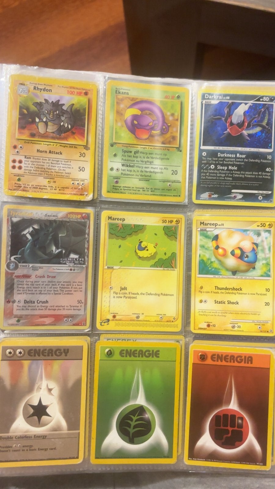 Pokémon TCG lot: Tyranitar Delta Species, Darkrai & Oudere K, Ophalen of Verzenden, Gebruikt, Meerdere kaarten, Foil