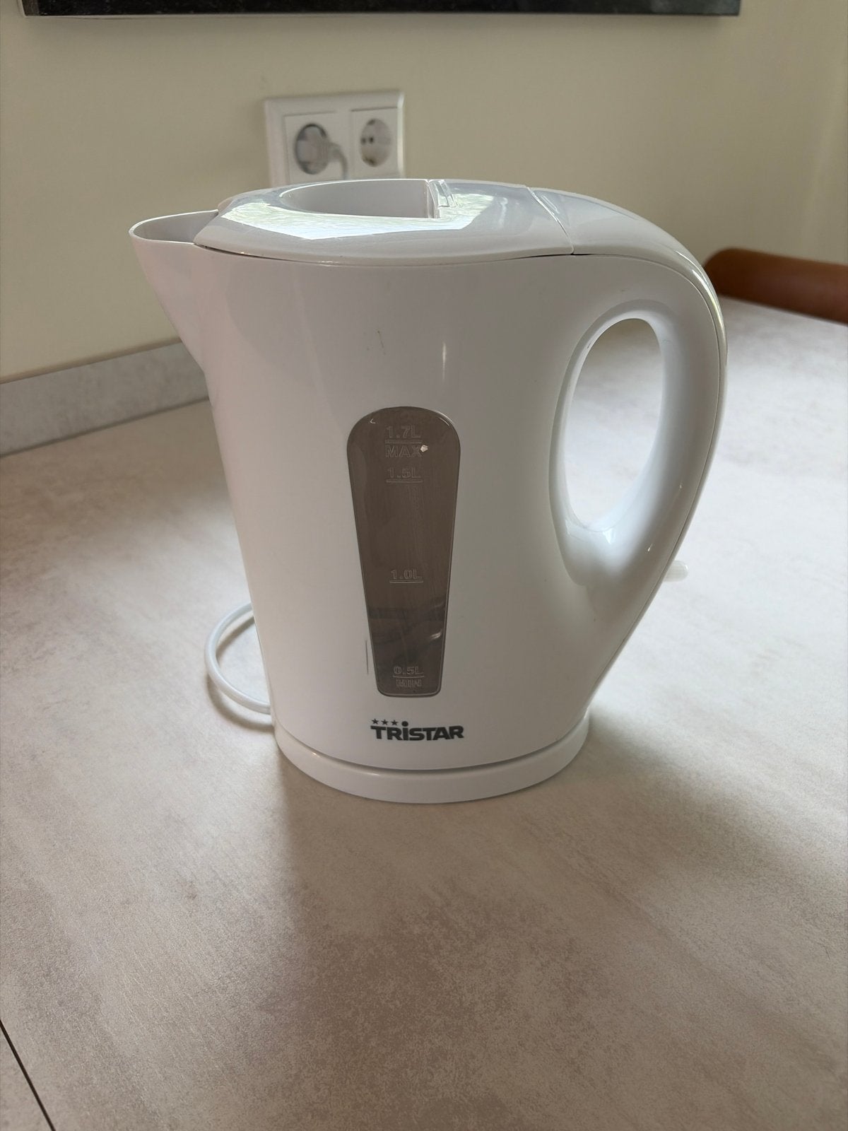 Tristar Waterkoker PD-8742W - Wit - 1.7L, 1 tot 2 liter, Ophalen of Verzenden, Gebruikt, Draadloos