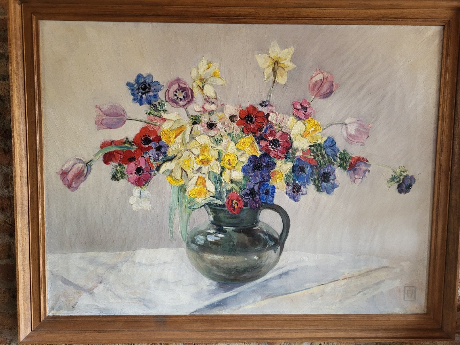 Vintage schilderij uit 1937, gesigneerd 'T. Scheen', Ophalen of Verzenden