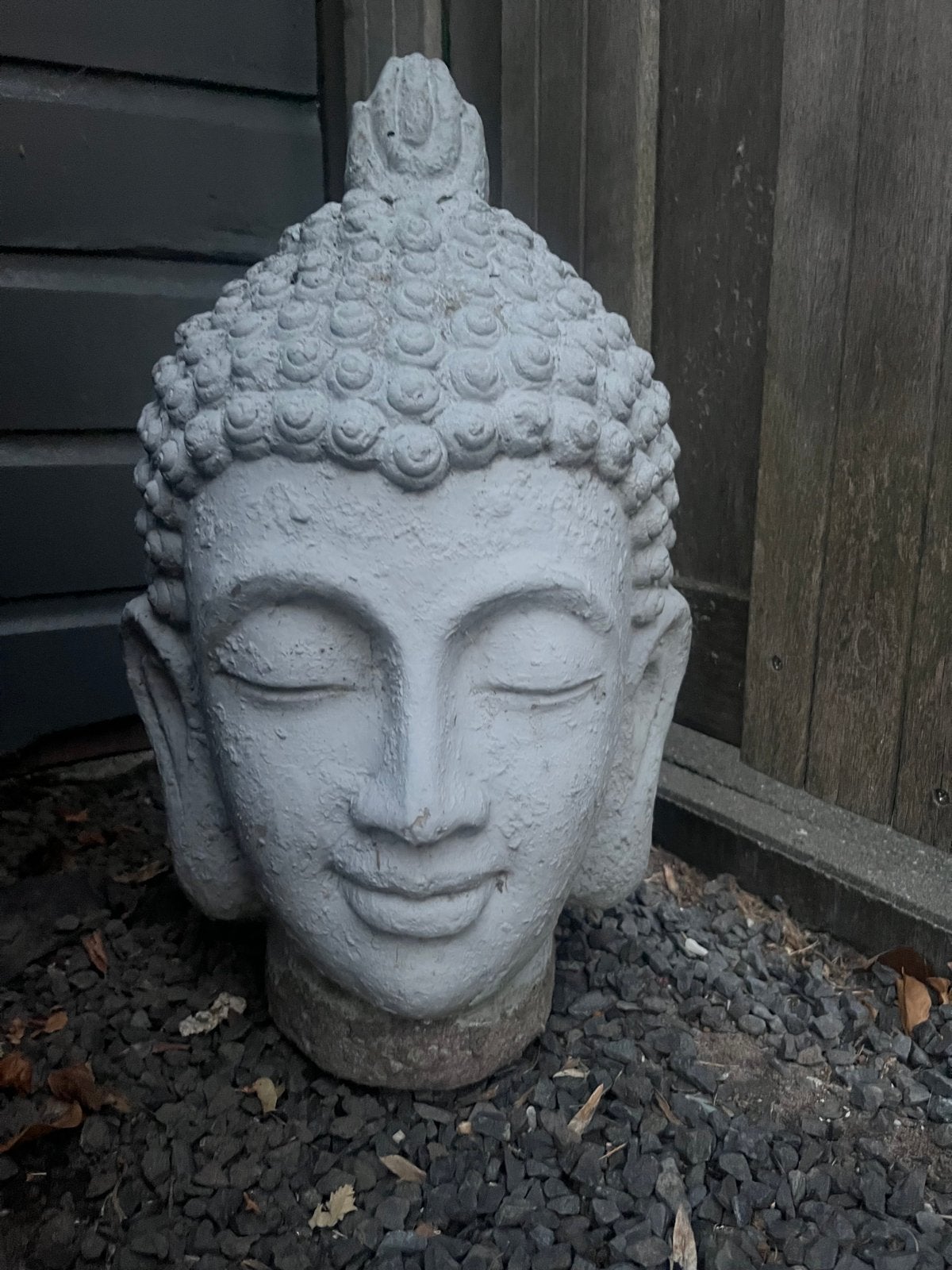 Grote Boeddha Hoofd - Grijs Steen/Keramiek Decoratie, Huis en Inrichting, Woonaccessoires | Boeddhabeelden, Ophalen, Gebruikt
