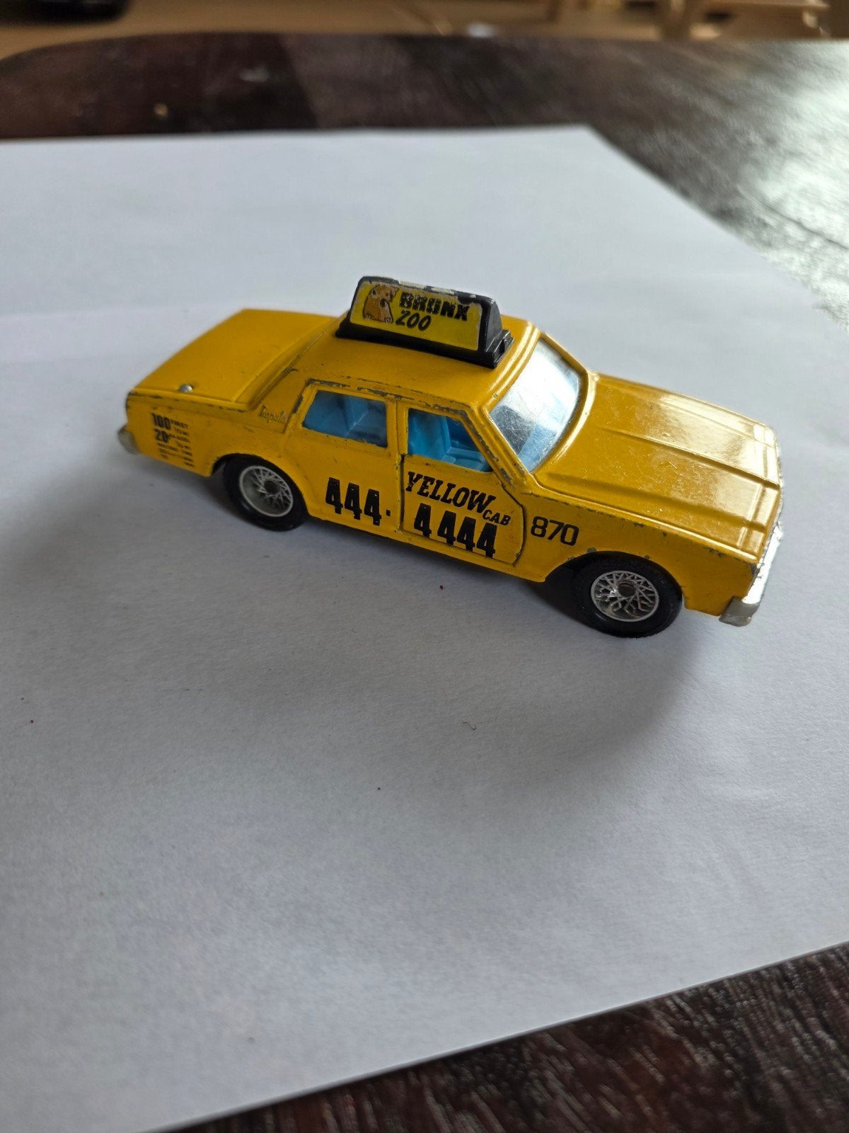Vintage Majorette Chevrolet Impala Taxi - Geel, Ophalen of Verzenden, Gebruikt