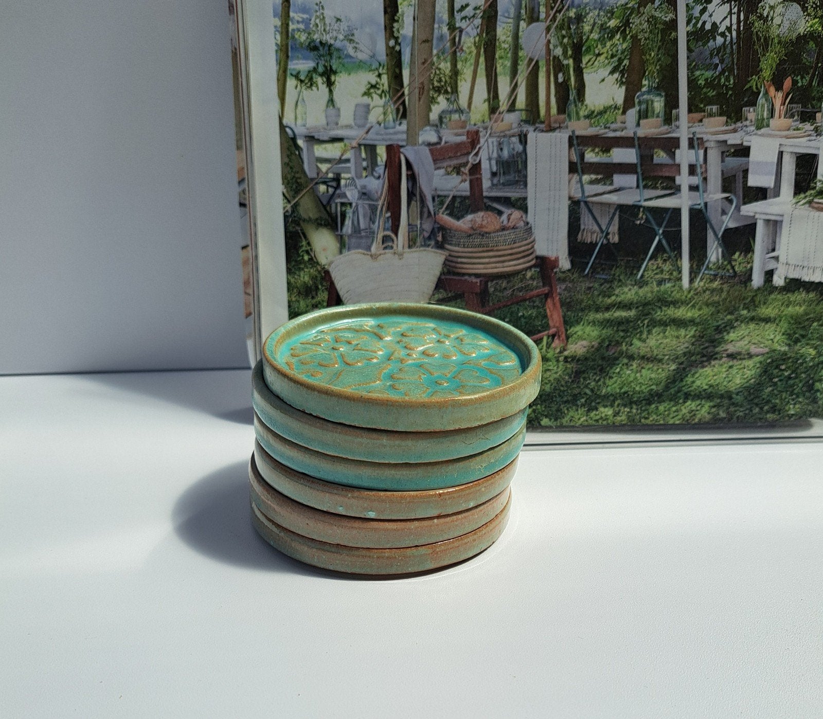 Vintage keramiek onderzetters, coasters, oosters, Keramiek, Overige typen, Ophalen of Verzenden, Zo goed als nieuw