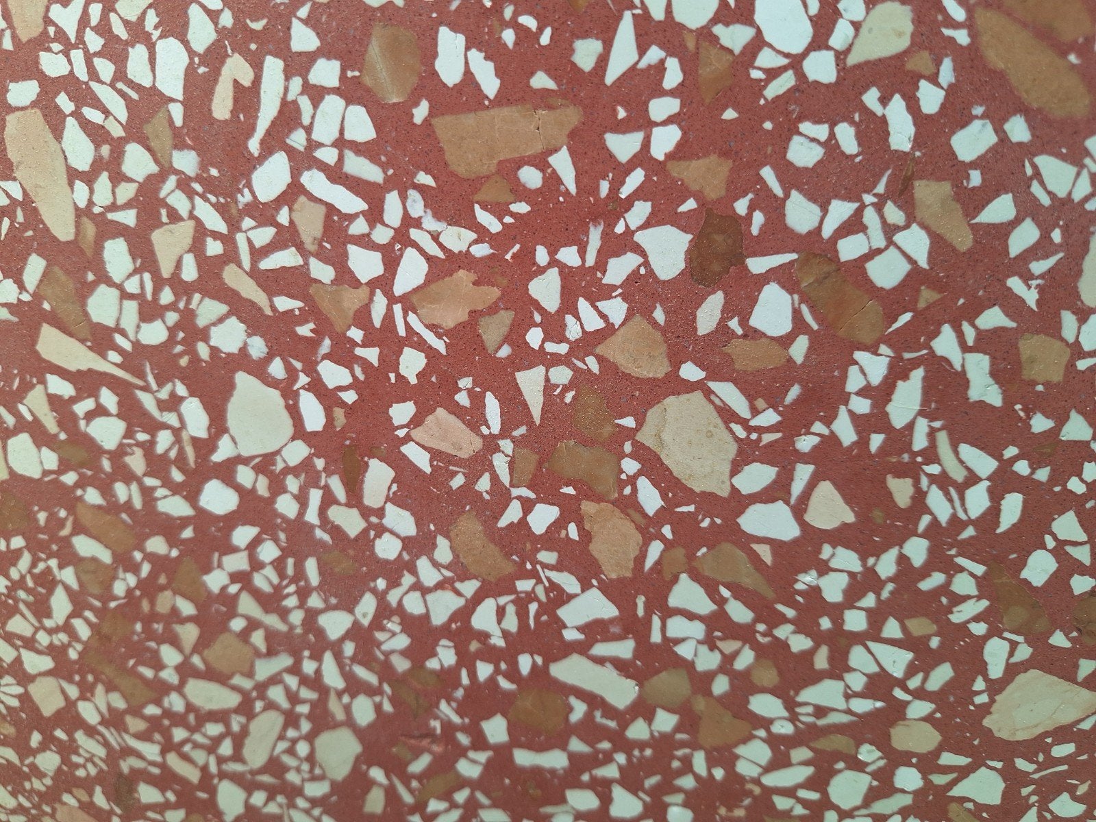 Echte Terrazzo Tegel Natuursteen Rood/Crème, Ophalen, 60 cm of meer, Nieuw, Minder dan 5 m²