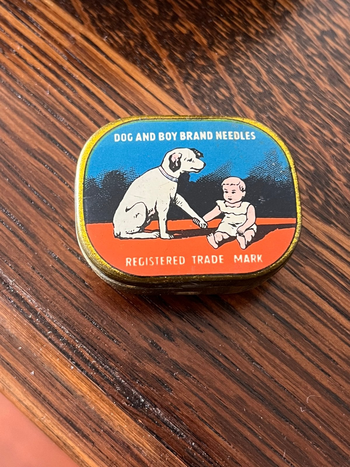 Grammofoon naaldendoosje/blikje Dog and Boy, Antiek en Kunst, Ophalen of Verzenden