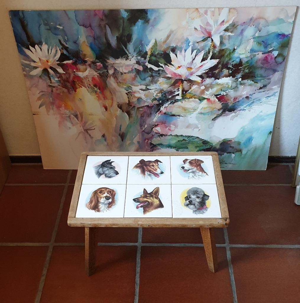 Tafeltje met HondenTegels, Ophalen of Verzenden