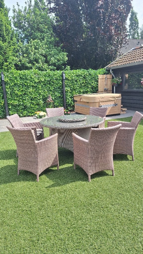 Wicker tuinset met 6 stoelen, Ophalen, Gebruikt, 6 zitplaatsen, Wicker
