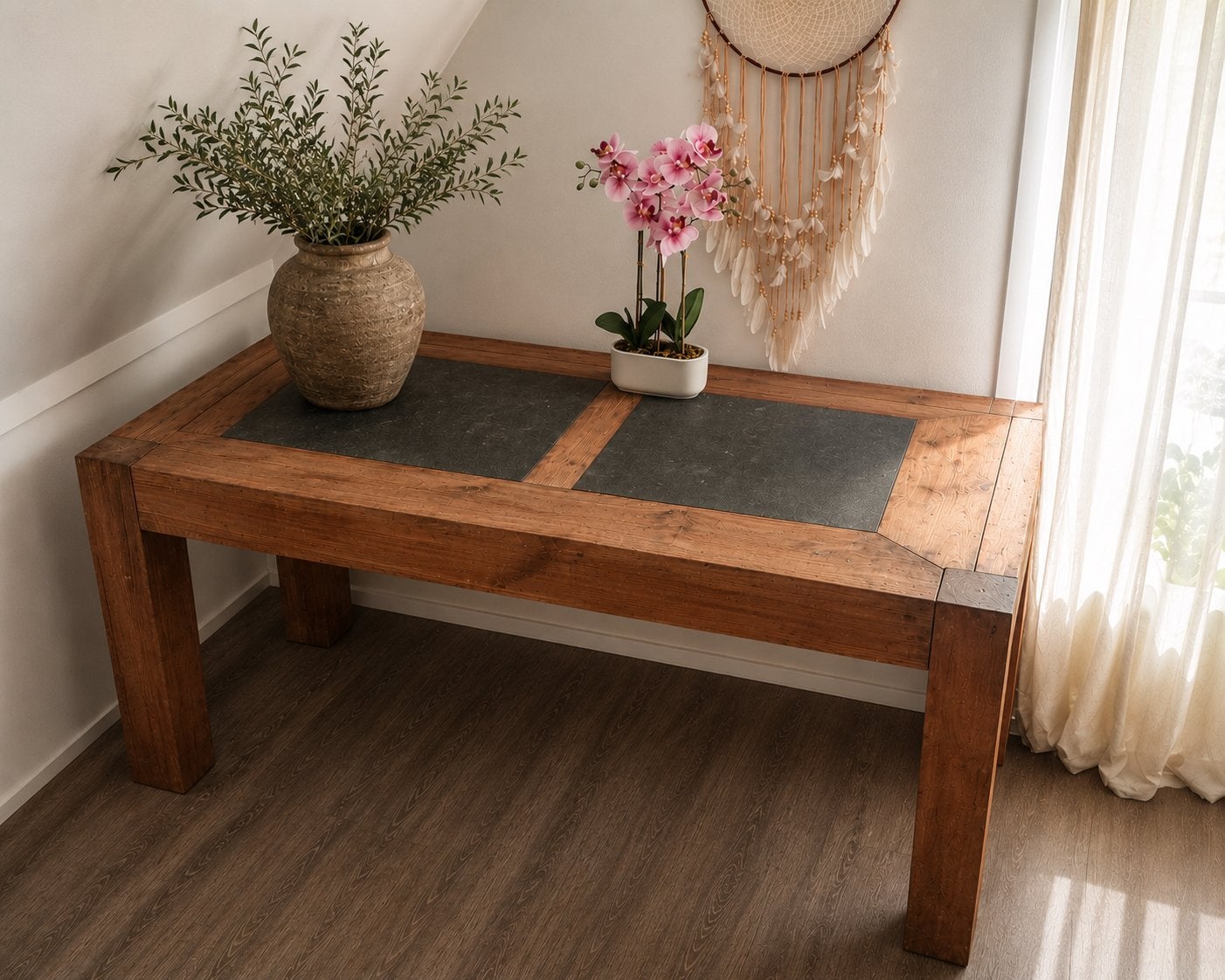 Massief teakhouten tafel | Loods 5 | Karaktervol & tijdloos, Ophalen, Teakhout, 50 tot 100 cm, Zo goed als nieuw