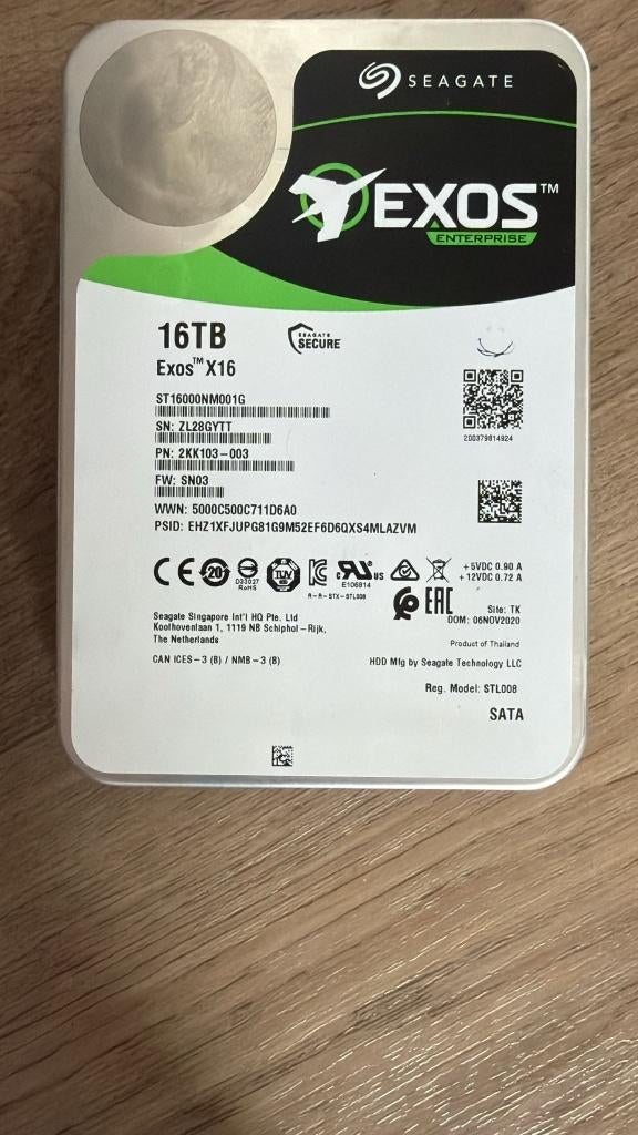 Seagate Exos 16TB, Computers en Software, Harde schijven, Intern, Gebruikt, HDD, 16TB