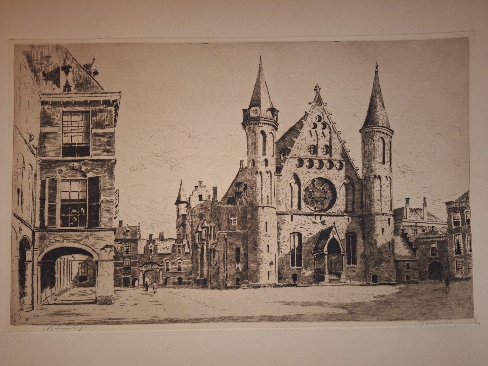Ets Den Haag door Jan Sirks, Antiek en Kunst, Ets, Stadsgezicht, Ophalen of Verzenden, Gesigneerd