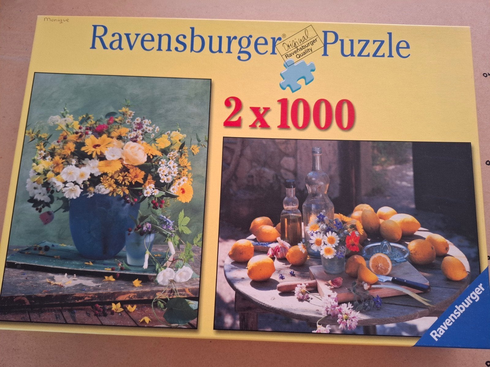 Ravensburger Legpuzzel 2x1000 stukjes - Bloemen & Citroenen, Ophalen, 500 t/m 1500 stukjes, Zo goed als nieuw, Legpuzzel