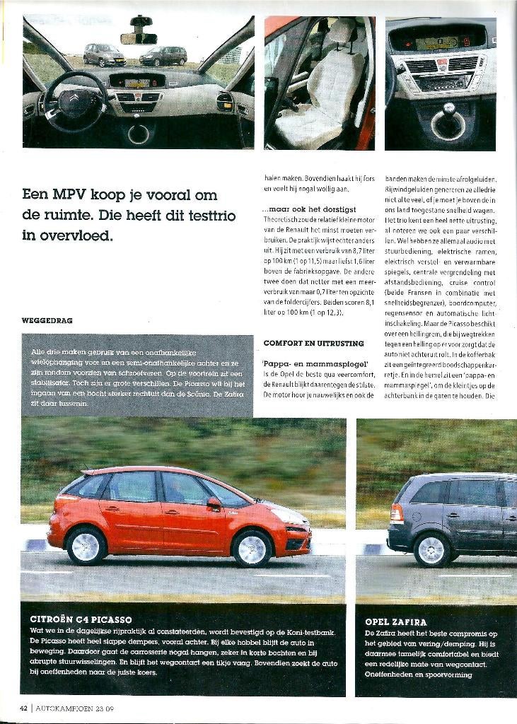 Autokampioen triotest C4 Picasso,Zafira,Scenic 2009, Ophalen of Verzenden, Gelezen, Citroën