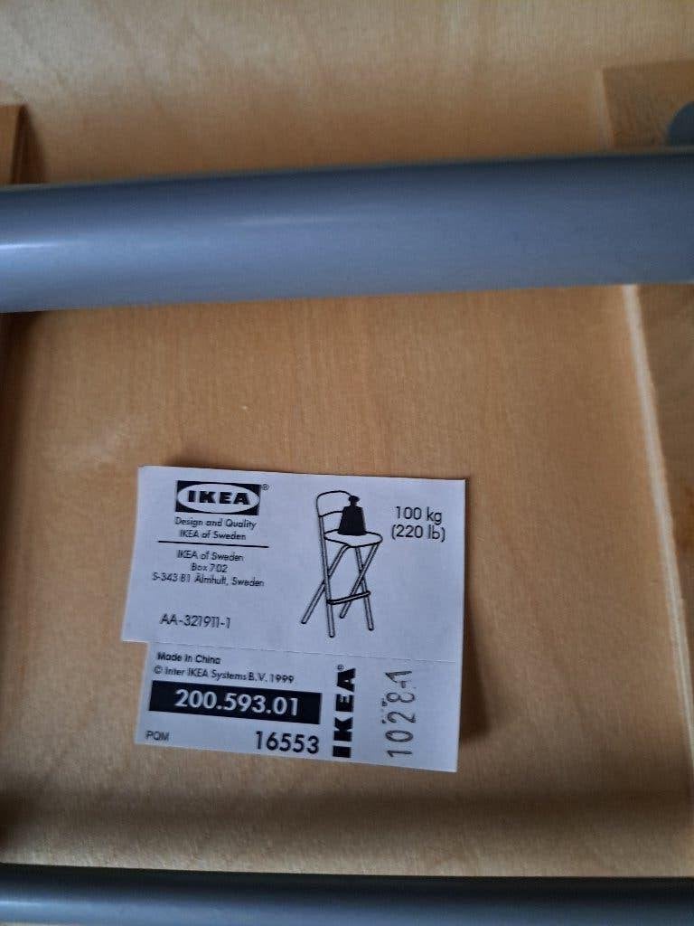 IKEA Franklin klap-barkruk - Houten zitting en rugleuning, Ophalen, Met voetsteun, 60 tot 90 cm, Zo goed als nieuw