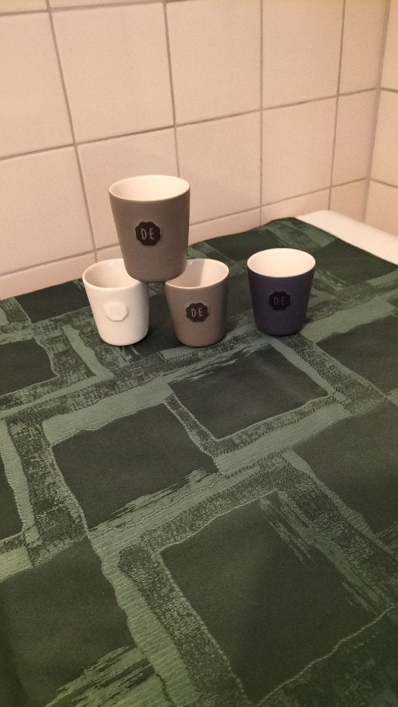 4 Mokjes Douwe Egberts - van Servies Puur ., Nieuw, Ophalen of Verzenden, Overige stijlen, Kop(pen) en/of Schotel(s)