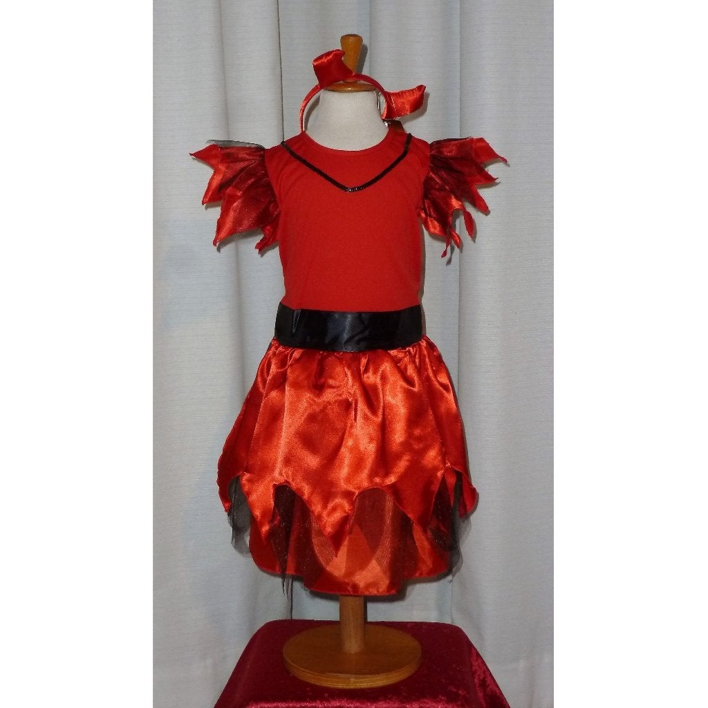 Nieuw ! Rode Duivelin Jurk + Diadeem 4/6 Jaar / 110 t/m 128, Kinderen en Baby's, Carnavalskleding en Verkleedspullen, Ophalen of Verzenden