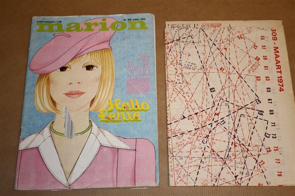 Marion - Maart 1974 - Vintage magazine met kledingpatronen, Ophalen of Verzenden, Gelezen, Mode algemeen