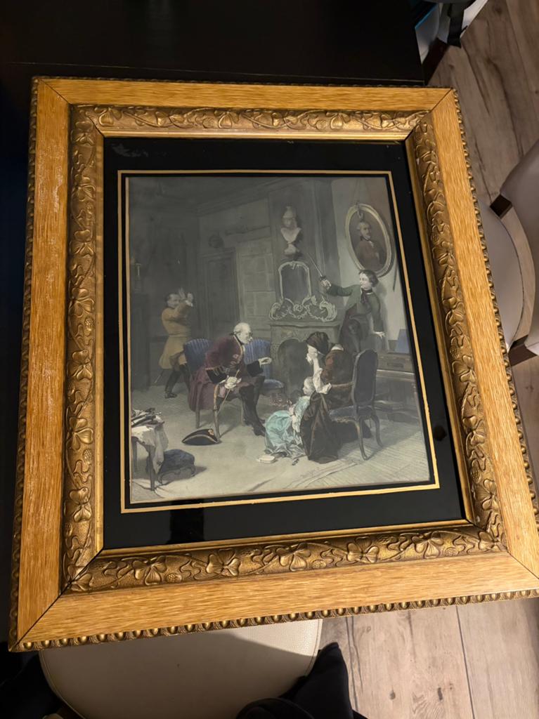 Antieke Gravure 'Le Retour de Rome' door David Bles, ingelij, Antiek en Kunst, Kunst | Schilderijen | Klassiek, Ophalen of Verzenden