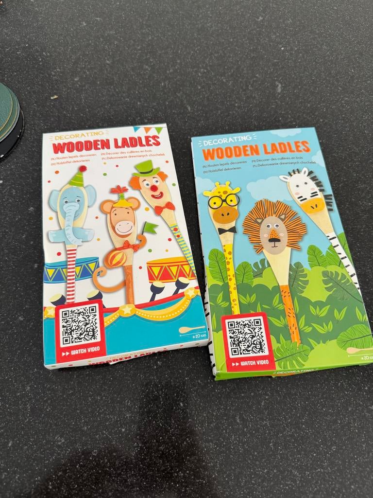 2 Nieuwe setjes houten pollepels om te versieren, Ophalen of Verzenden, Nieuw, Knutselwerk
