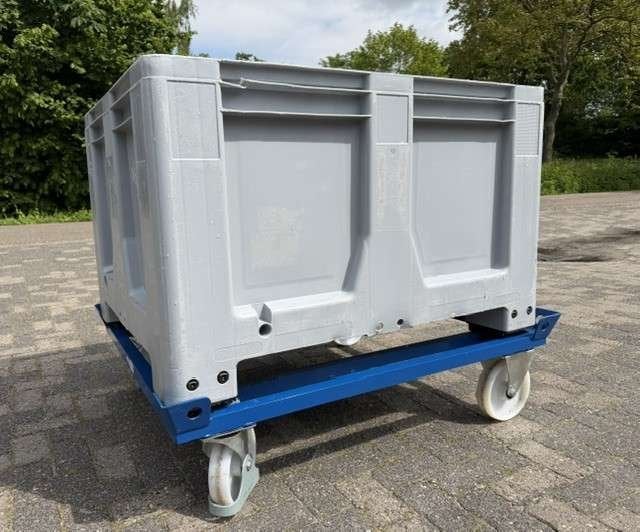 Palletonderwagen met grijze kunststof palletbox, Niet ingevuld, 100 cm of meer, 60 cm of meer, Overige typen