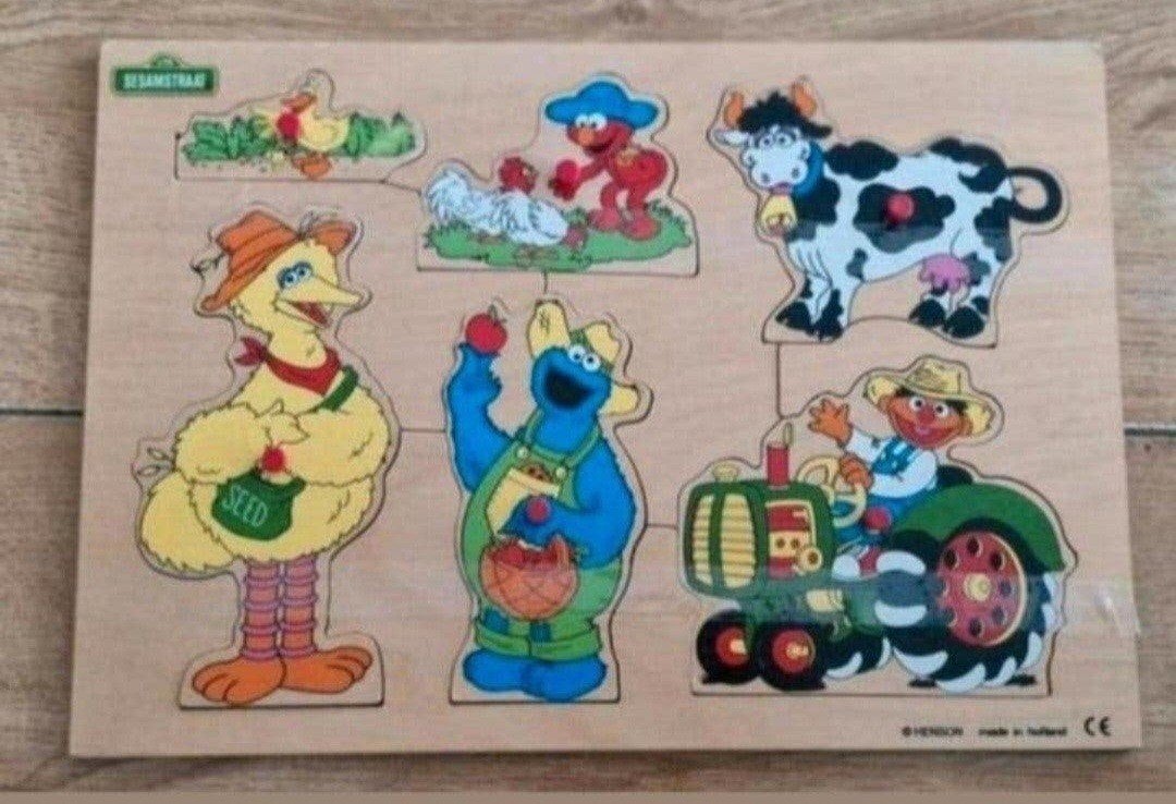 Sesamstraat Houten Boerderij Puzzel, Ophalen of Verzenden, 10 tot 50 stukjes, Gebruikt