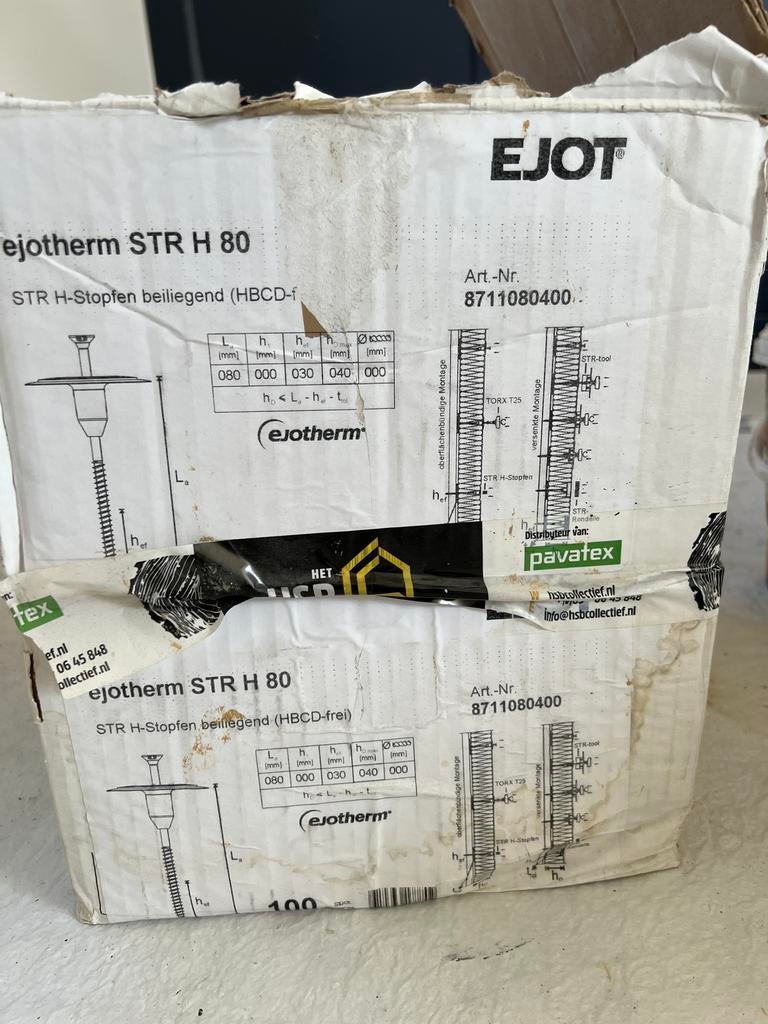 100 stuks ejotherm STR H 80 houtschroef gevelisolatie, Minder dan 4 cm, Overige materialen, Gebruikt, Ophalen of Verzenden