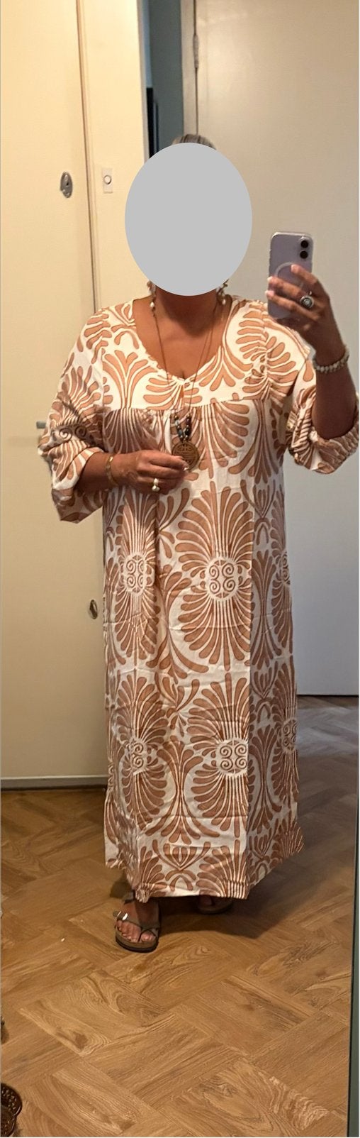 Kaftan jurk camel ecru viscose 1 mt tm xxl, Maat 38/40 (M), Verzenden, Beige, Nieuw