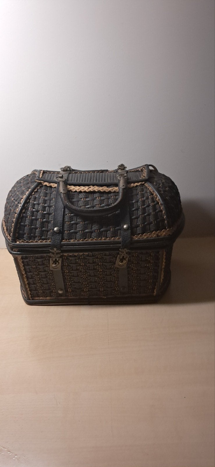 Vintage rieten mand, Antiek en Kunst, Ophalen of Verzenden