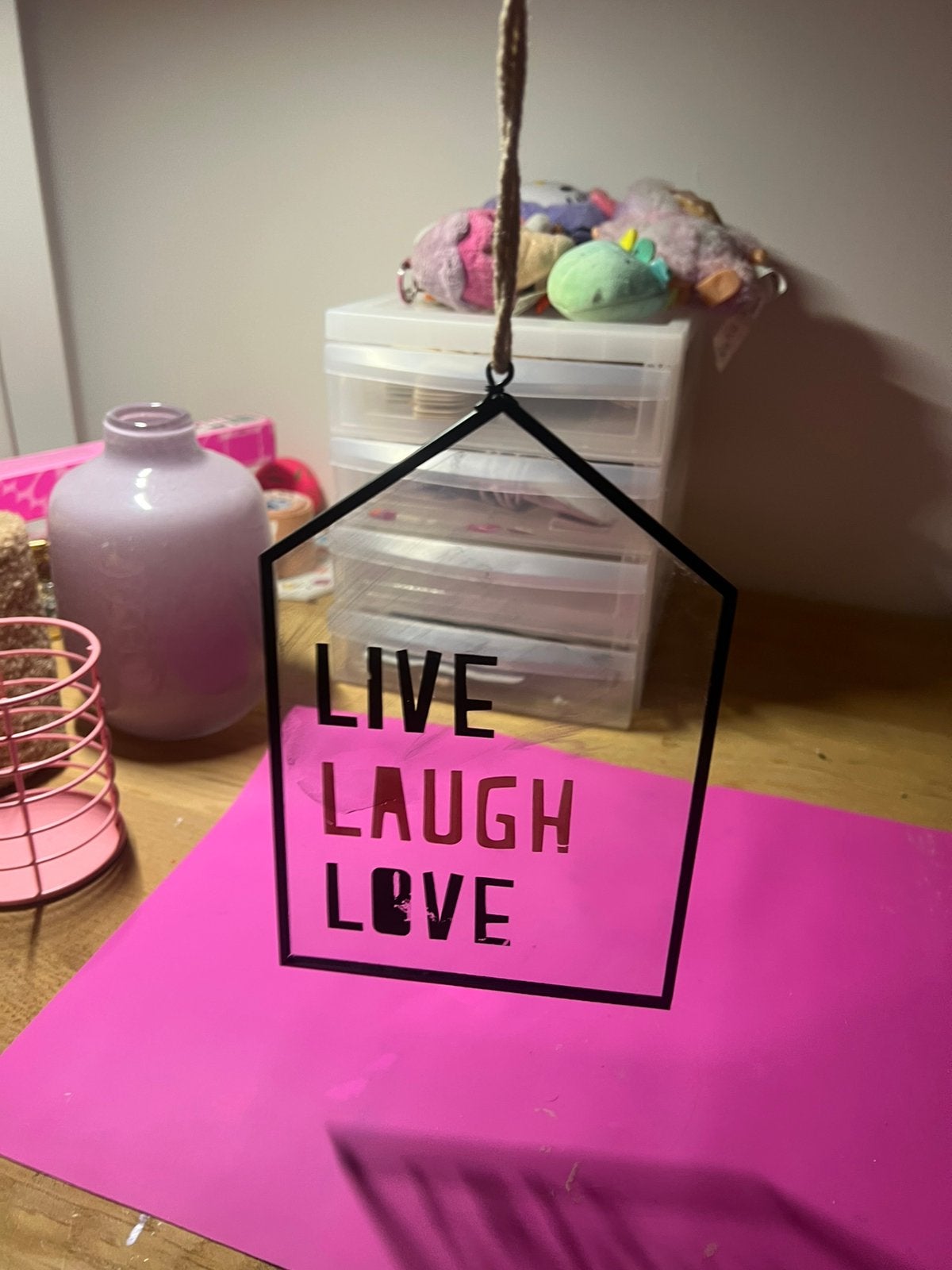 Live laugh love hanger, Vintage, Gebruikt, Meerkleurig, Ophalen of Verzenden