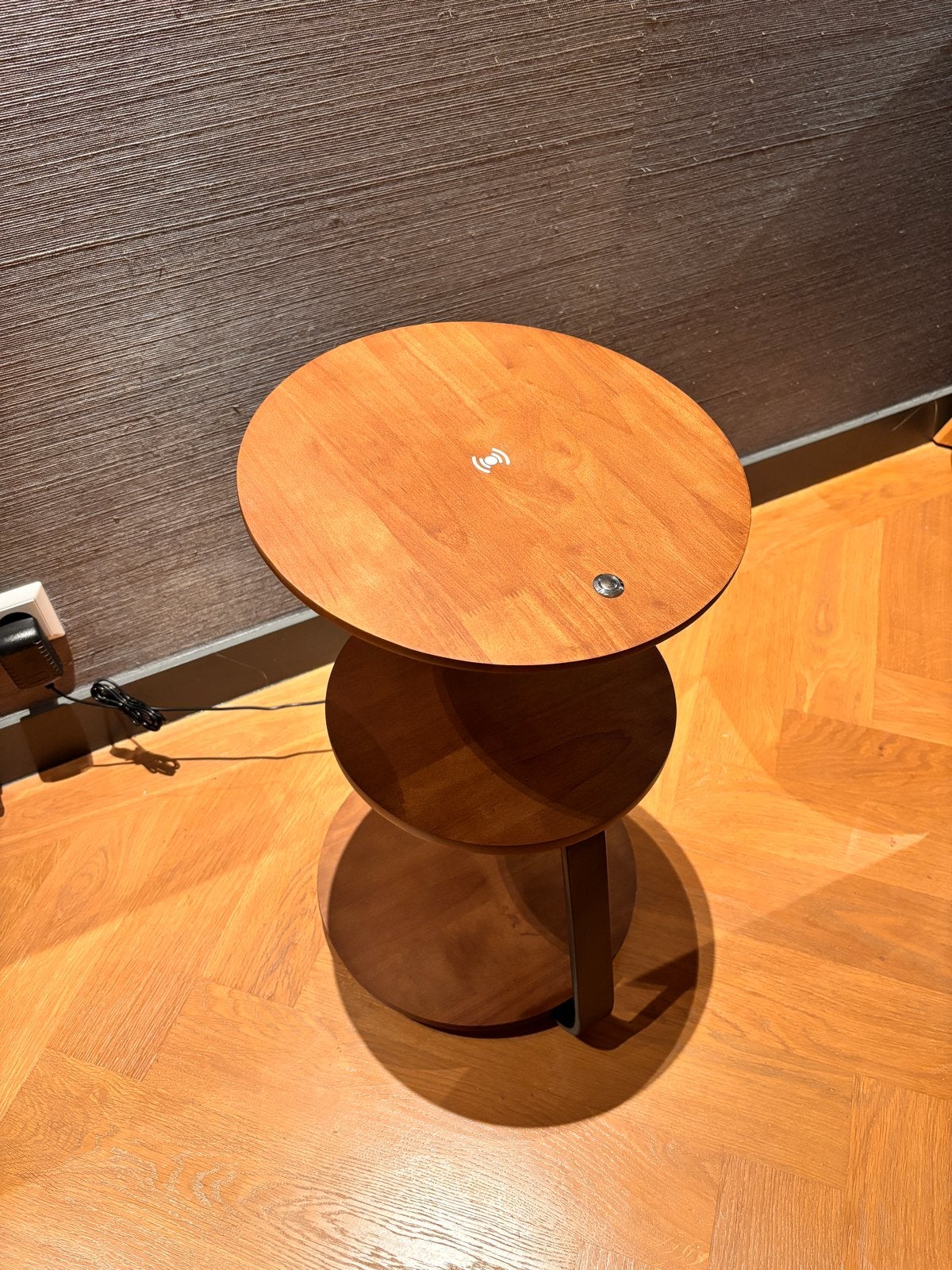 Moderne Slimme Bijzettafel met Draadloos Opladen & LED, Huis en Inrichting, Tafels | Bijzettafels, Minder dan 55 cm, Rond, Ophalen of Verzenden