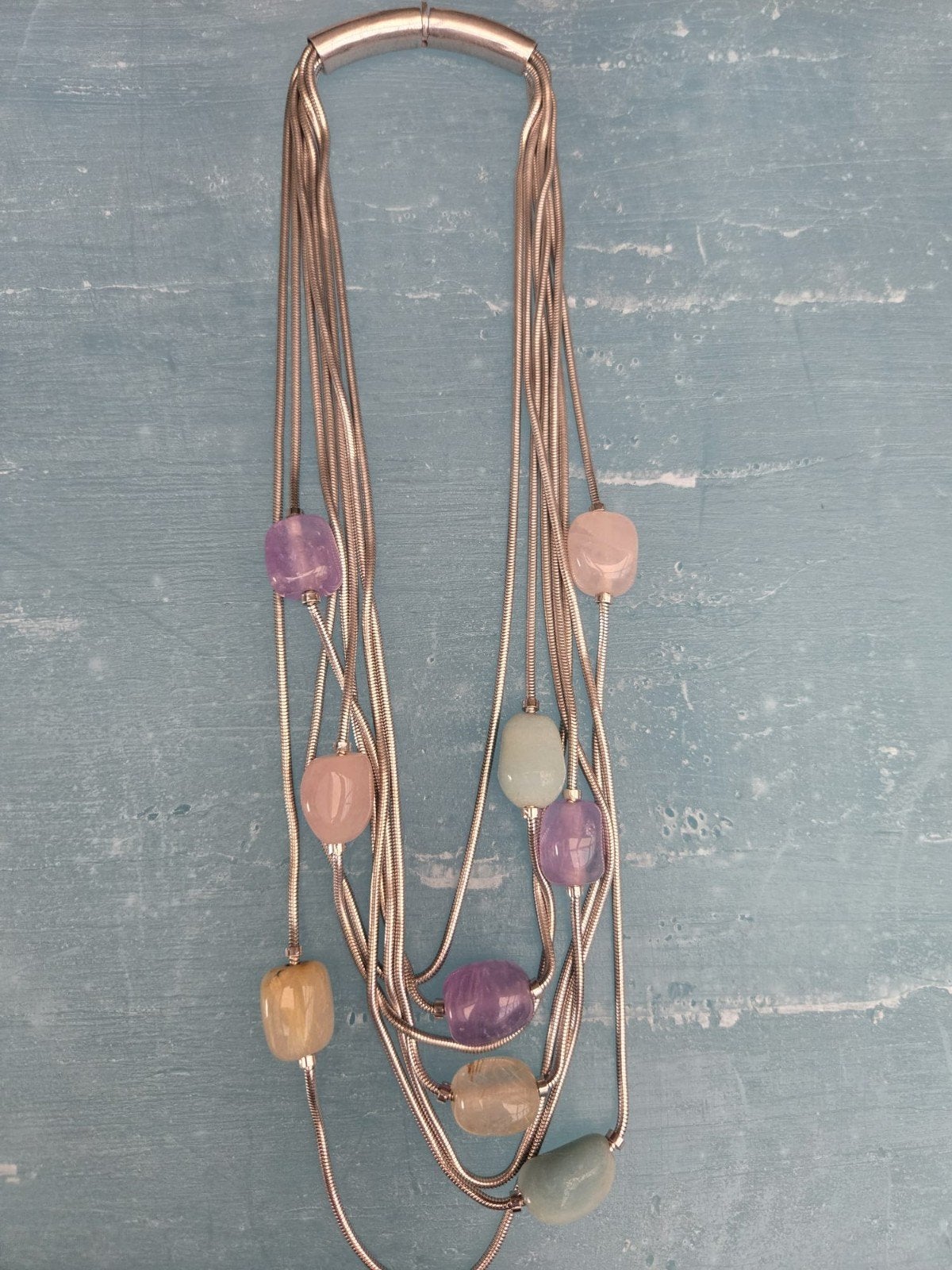 Pianegonda 44cm 925 Zilveren Ketting met Stenen, Ophalen of Verzenden, Zilver, Zilver