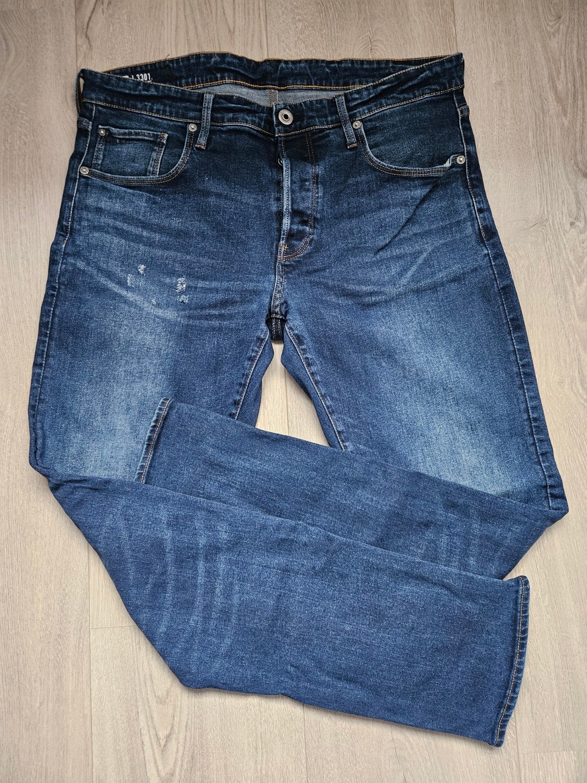 G-Star Raw 3301 Straight Fit Jeans 36x34, G-Star Raw, Blauw, Overige jeansmaten, Ophalen of Verzenden