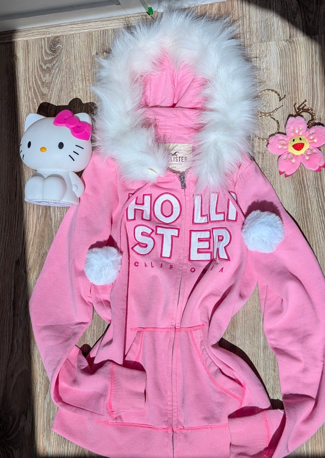 Vintage Hollister Y2K Hot Pink Faux Fur Zip up 2000s, Nieuw, Ophalen of Verzenden, Roze, Maat 36 (S)
