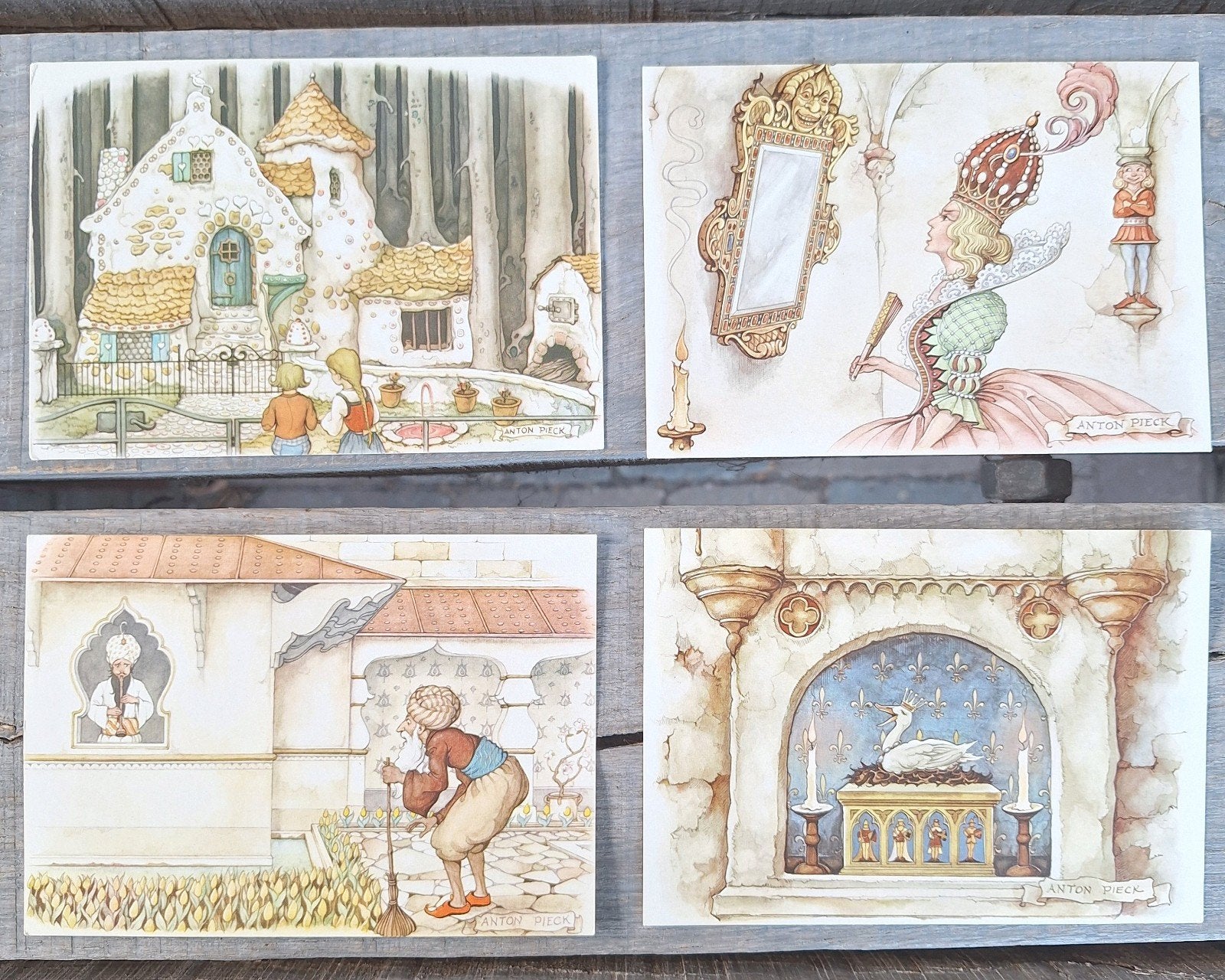 8 Efteling Anton Pieck sprookjes ansichtkaarten 70-80 jaren, Ophalen, 1960 tot 1980, Ongelopen, Cultuur en Media